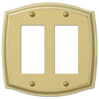 Vineyard 2 Gang Rocker Steel Wall Plate - Polished Brass | The Home Depot