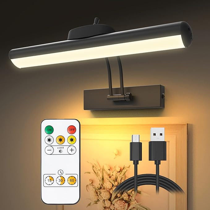 YAQIIHOME Wireless Picture Light for Painting Rechargeable with Remote on Wall| Full Metal 32 LED... | Amazon (US)