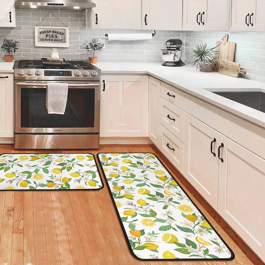 Lemon Kitchen Rugs and Mats Non Skid Washable Absorbent Microfiber Kitchen Mat for Floor, Kitchen... | Amazon (US)