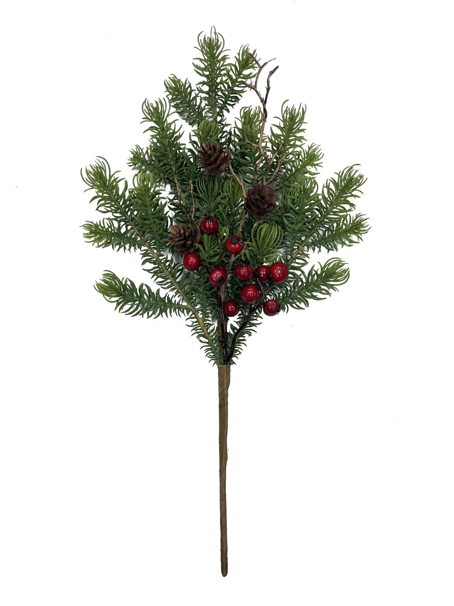 3pc Artificial 18" Pine Pick With Berries & Cones (Set of 3) | Wayfair North America