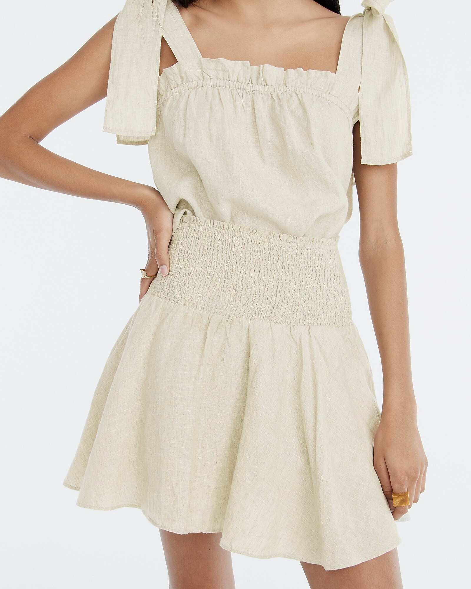 Smocked-waist linen mini skirt | J. Crew US