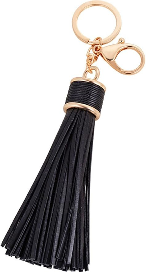 Women Leather Tassels Keychain Car Circle Key Rings Gift Bag Hanging Buckle | Amazon (US)