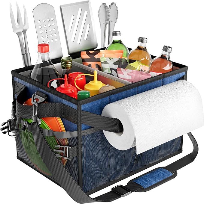 FANGSUN Large Grill and Picnic Caddy with Paper Towel Holder, BBQ Organizer for Utensil, Plate, C... | Amazon (US)