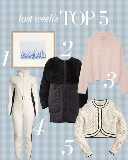 Last Week’s Top 5 best sellers! Artwork from Serena & Lily (hurry, their sale ends tonight!), cozy jackets and sweaters for the colder weather, a ski suit for all things skiing and après-ski and the chicest cable knit lady jacket from J. Crew

#LTKstyletip #LTKSeasonal #LTKsalealert
