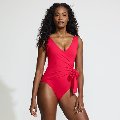 Women's Side Tie Wrap One Piece Swimsuit | Lands' End (US)