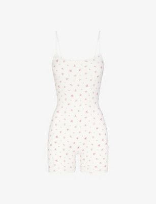 Floral-print sleeveless stretch-woven body | Selfridges