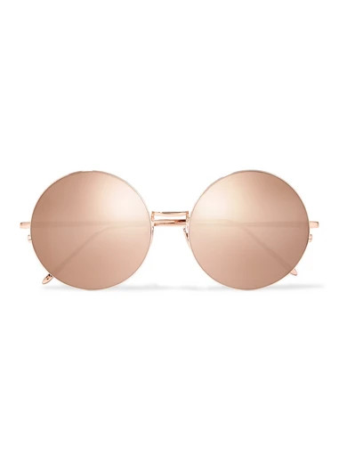 Linda Farrow - Oversized Round-frame Rose Gold-tone Mirrored Sunglasses - Metallic | NET-A-PORTER (US)
