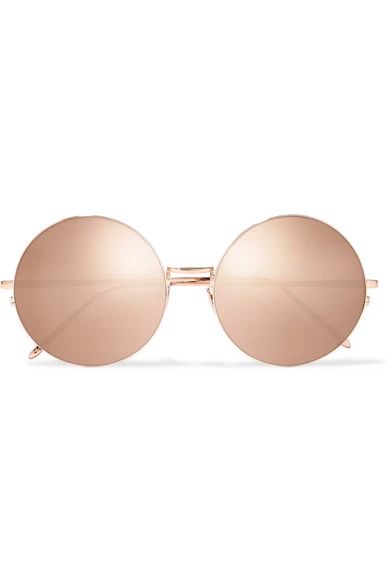 Linda Farrow - Oversized Round-frame Rose Gold-tone Mirrored Sunglasses - Metallic | NET-A-PORTER (US)