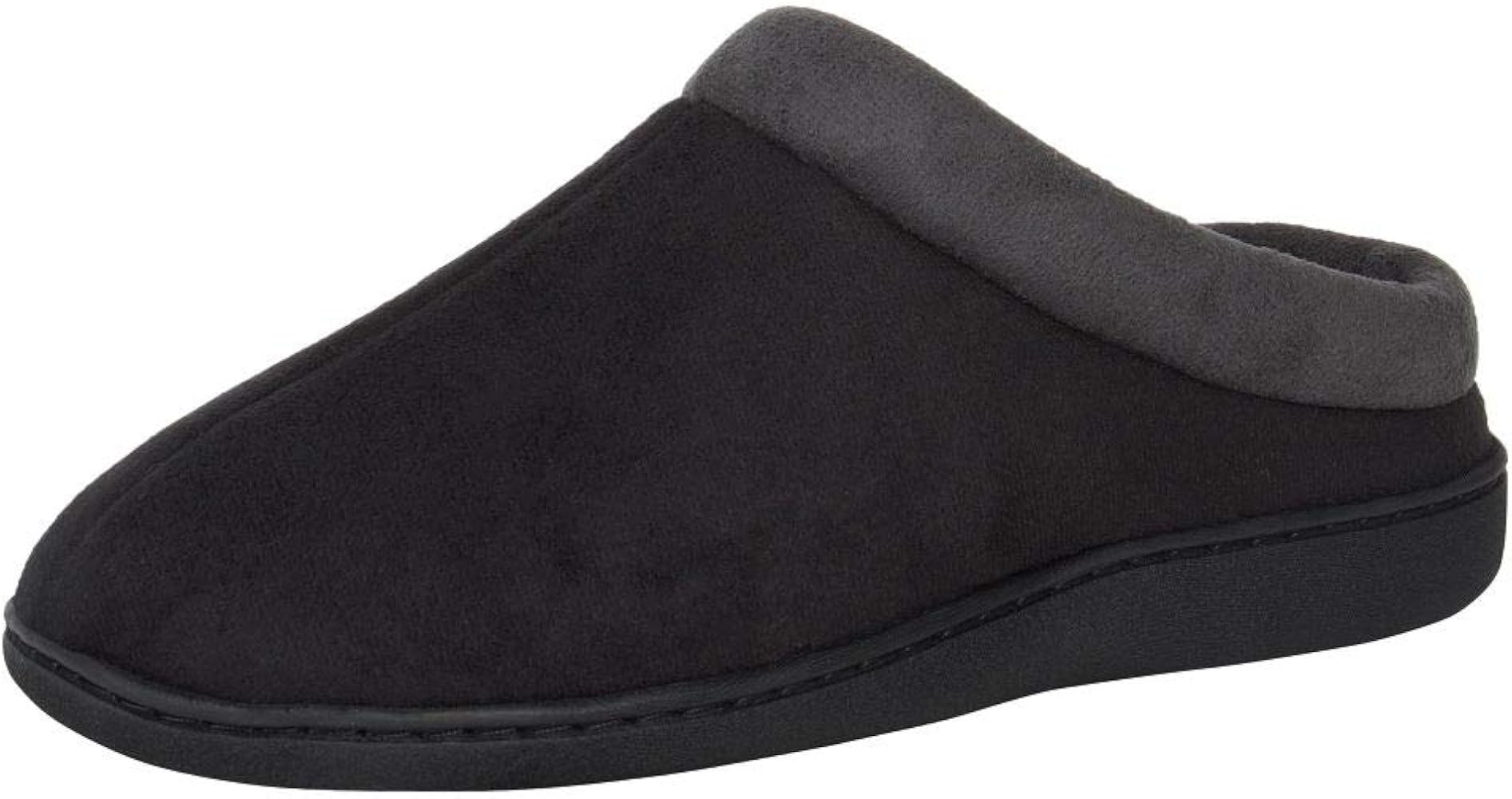 Amazon.com | Hanes Men's Memory Foam Indoor/Outdoor Microsuede Clog Slipper Shoe, Black, Small | ... | Amazon (US)