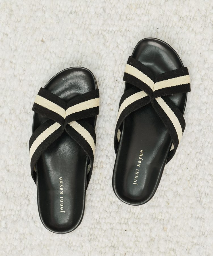 Cotton Crossover Sandal - Black Stripe | Jenni Kayne | Jenni Kayne