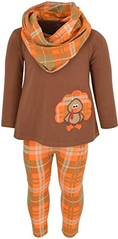 Unique Baby Girls Kids Toddler 3pc Outfit Set Long Sleeve A-Line Tunic Top Leggings and Scarf | Amazon (US)