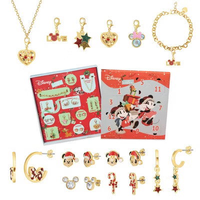 Disney Mickey and Minnie Mouse Love & Friendship Advent Gift Collection: Mix & Match Charms, Earrings, Necklace Christmas Calendar Box Set | Target