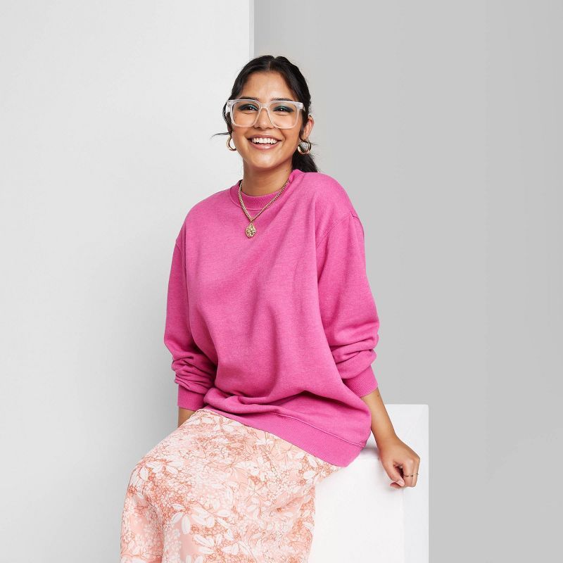 Women's Dad Sweatshirt - Wild Fable™ Vibrant Pink | Target