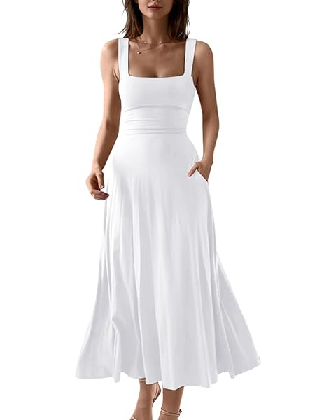 Colysmo Corset Midi Flowy Bridal Shower Summer Wedding Guest Dress | Stretchy A-Line Casual Sundr... | Amazon (US)