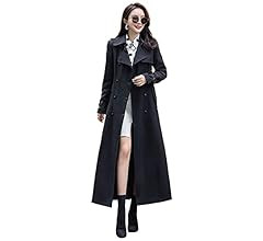 ebossy Women's Double Breasted Duster Trench Coat Slim Full Length Maxi Long Overcoat | Amazon (US)