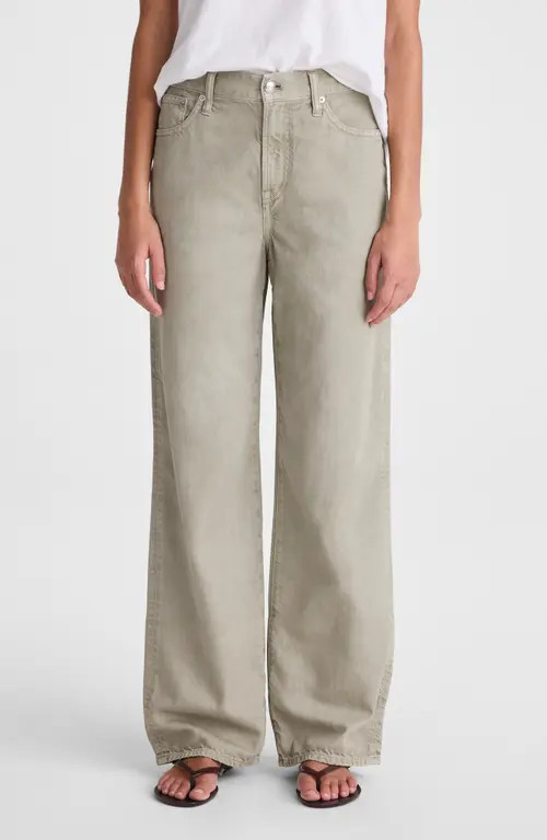 Madewell The Perfect Vintage Wide Leg Jeans in Airy Denim in Chateau Olive at Nordstrom, Size 25 | Nordstrom
