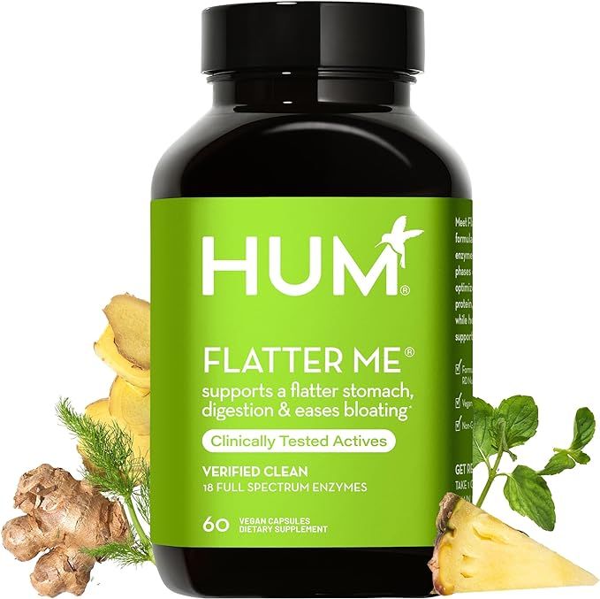 HUM Flatter Me Supplement for Daily Bloating - 18 Full Spectrum Digestive Enzymes to Support Food... | Amazon (US)