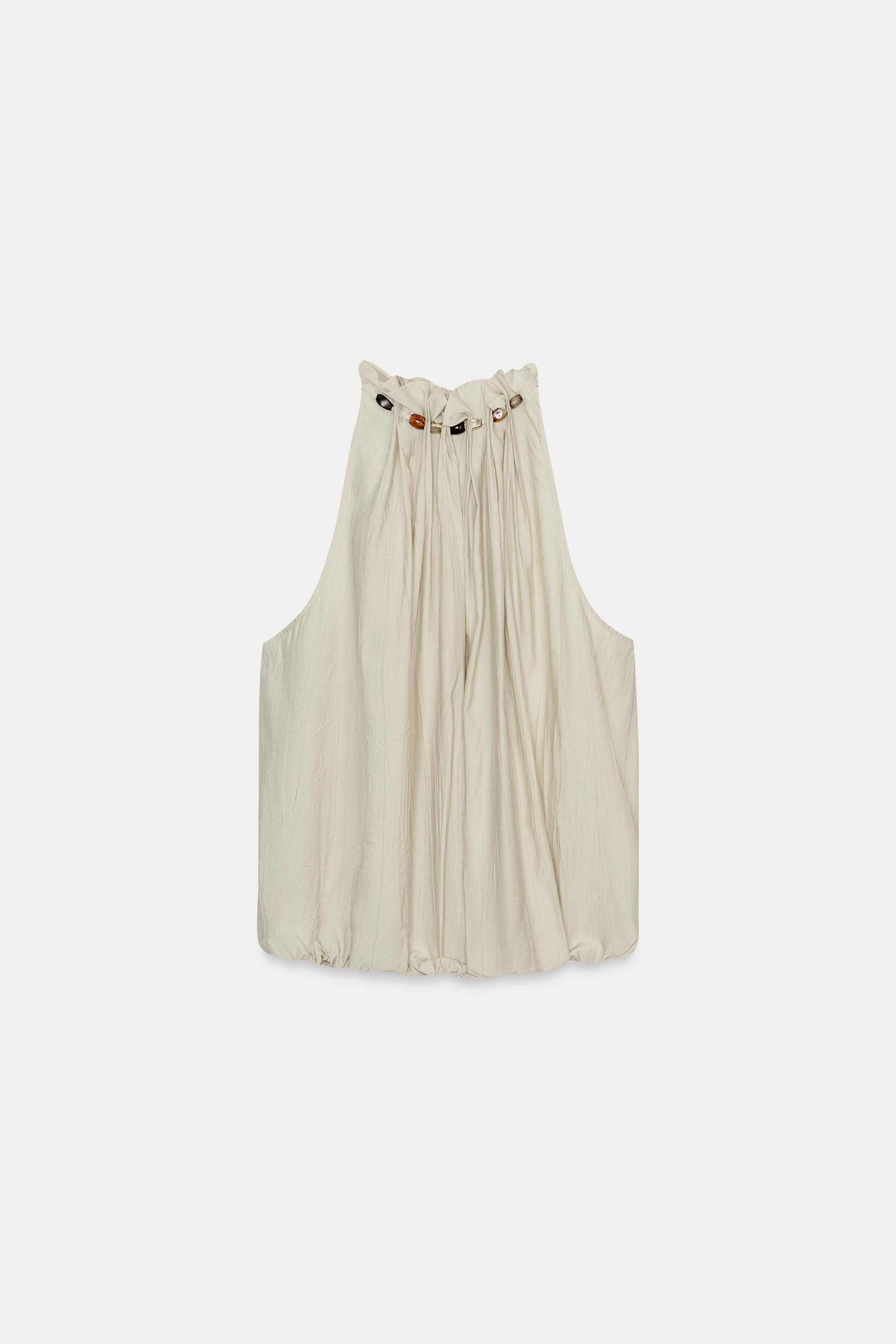 BEADED BALLOON HALTER TOP | Zara US