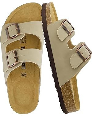 CUSHIONAIRE Sandalias de plantilla de corcho Lane para mujer – Cómodas con doble hebilla, fác... | Amazon (US)