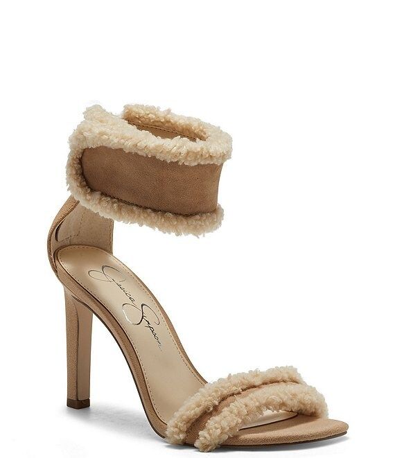 Cylia Faux-Shearling Ankle Strap Sandals | Dillards