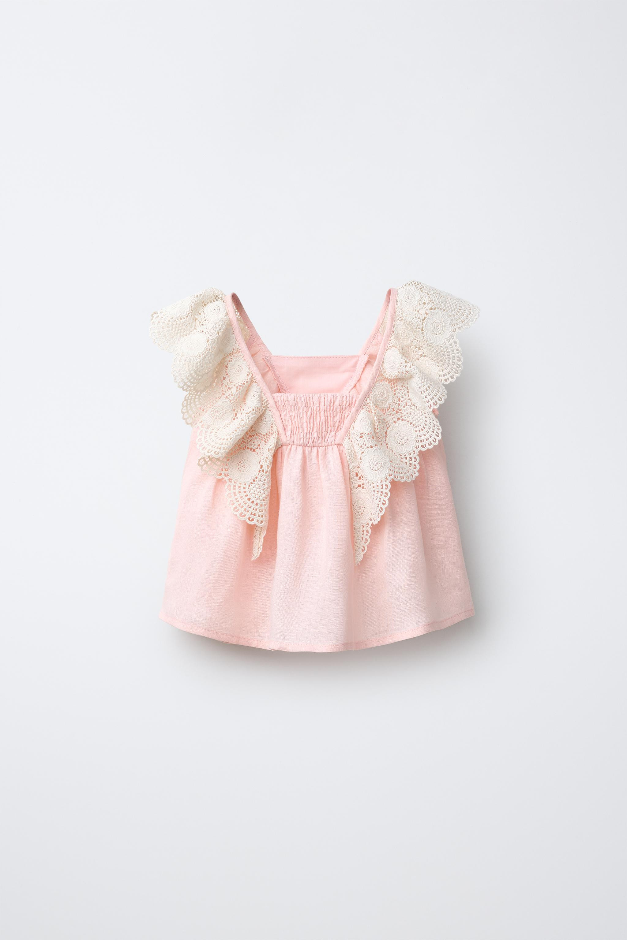 BLUSE MIT SPITZE AUS 100 % LEINEN | Zara DE