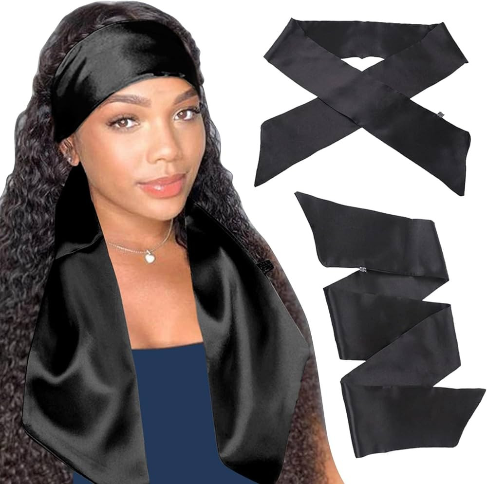 XTREND 2Pcs Women's Satin Edge Scarves for Wigs 58 Inch Silk Edge Laying Scarf for Women Non Slip... | Amazon (US)