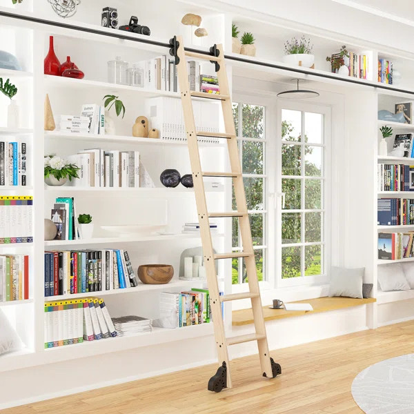 Maple 8' 7- Step Rolling Ladder | Wayfair North America