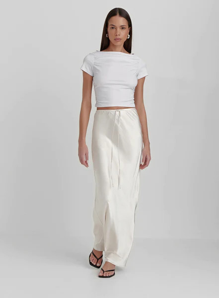 Cream Satin Midaxi Skirt- Yimena | 4th & Reckless