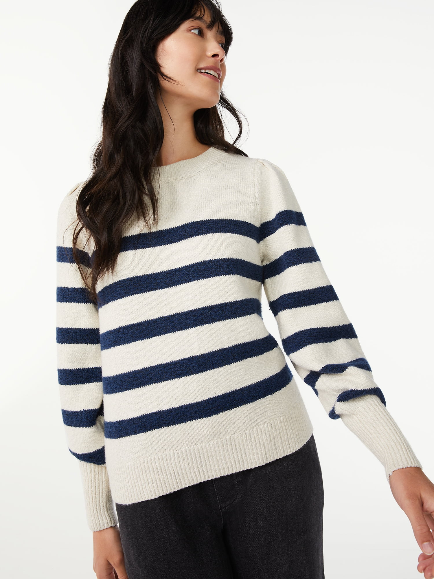 Free Assembly Women's Puff Shoulder Sweater - Walmart.com | Walmart (US)