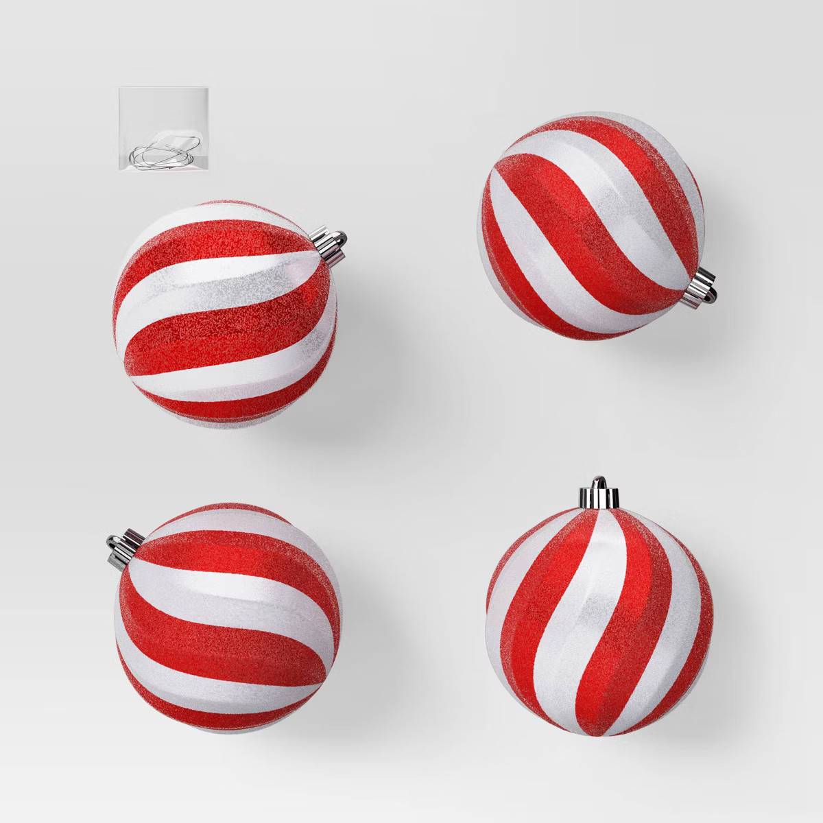 4ct 150mm Christmas Ornament Set Candy Cane Stripe - Wondershop™ | Target