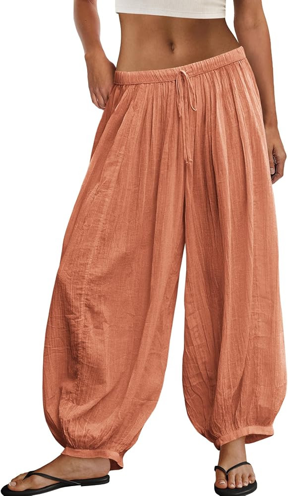 Panadila Women Balloon Pants Drawstring Sheer Beach Pants | Amazon (US)