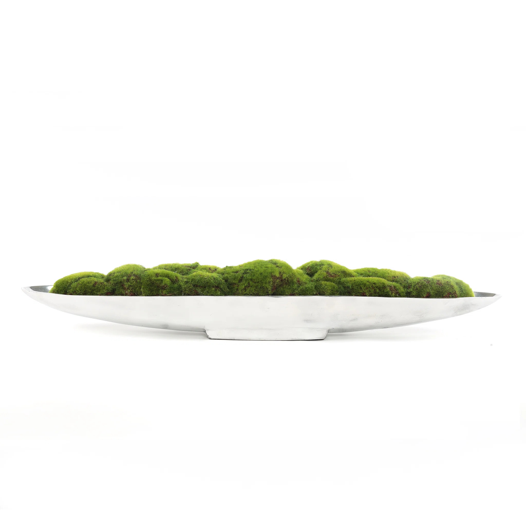 Artificial Moss Grass in 34"x 5"Metal Boat Tray | Wayfair North America
