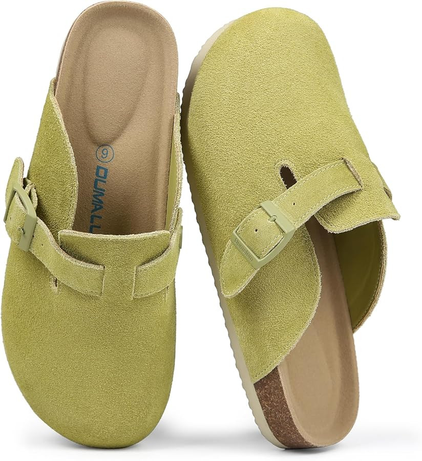 Dumalum Women's Suede Clog Leather Mules Arch Support Potato Shoes with Comfort Cork Footbed - Cl... | Amazon (US)