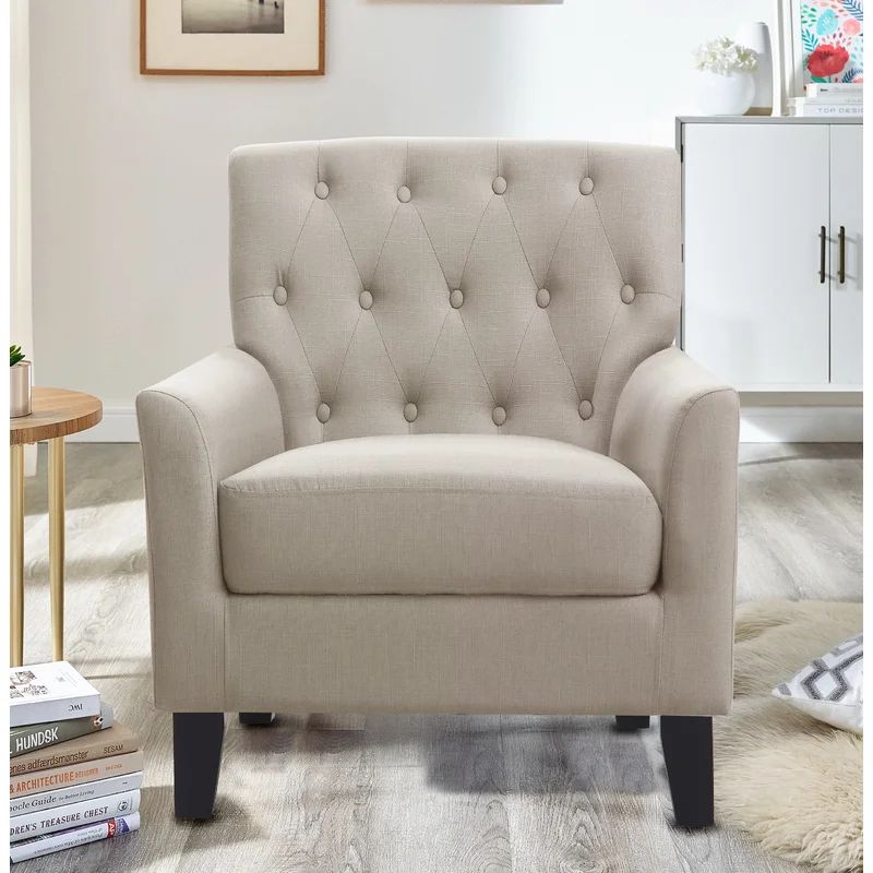 Popel 33" Wide Tufted Linen Armchair | Wayfair North America