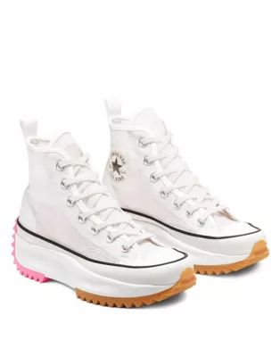 Converse Run Star Hike Hi Concrete Pack sneakers in white/pink | ASOS (Global)