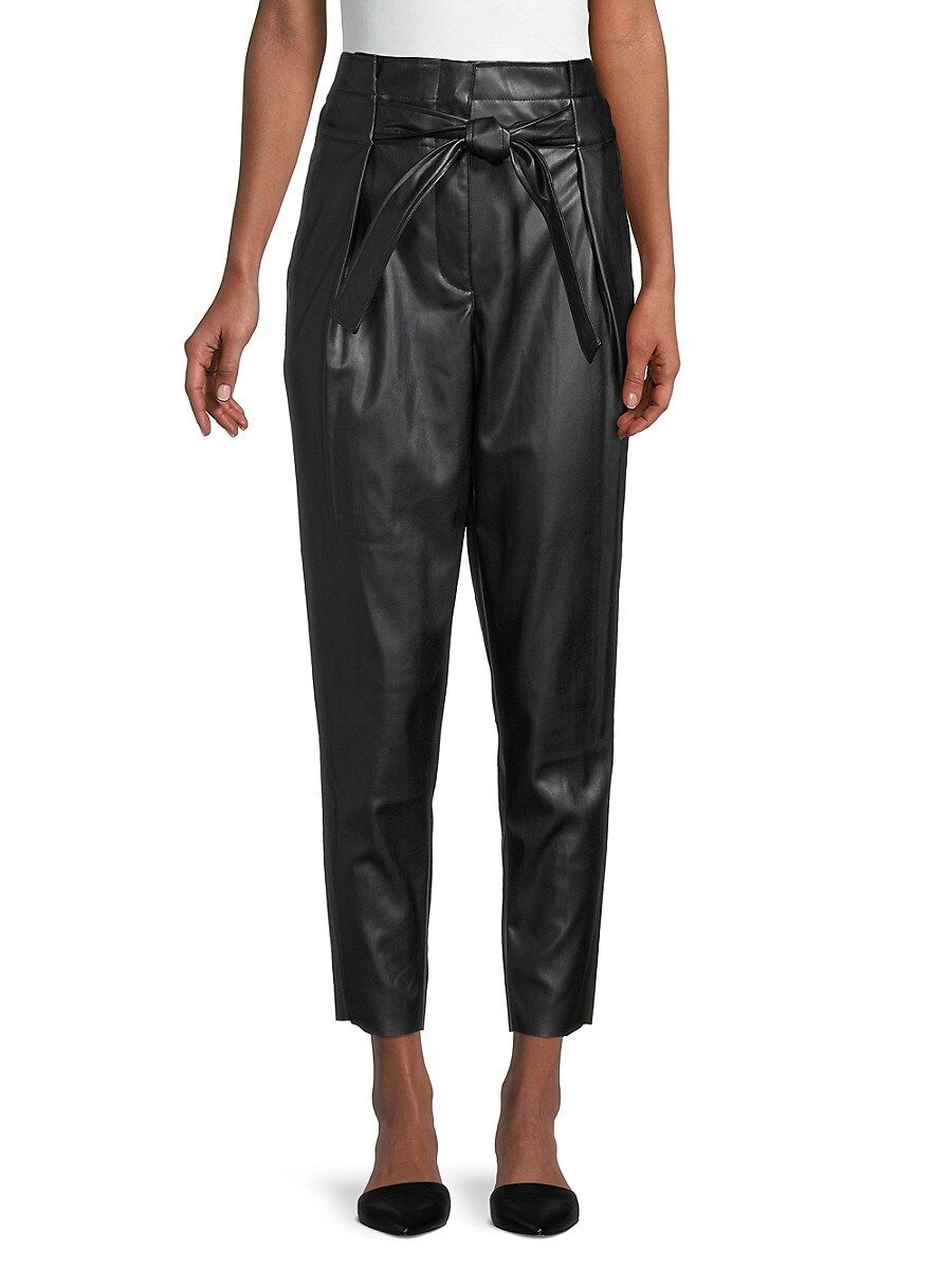 DKNY Women's Faux Leather Cropped Paperbag Pants - Black - Size 10 | Saks Fifth Avenue OFF 5TH