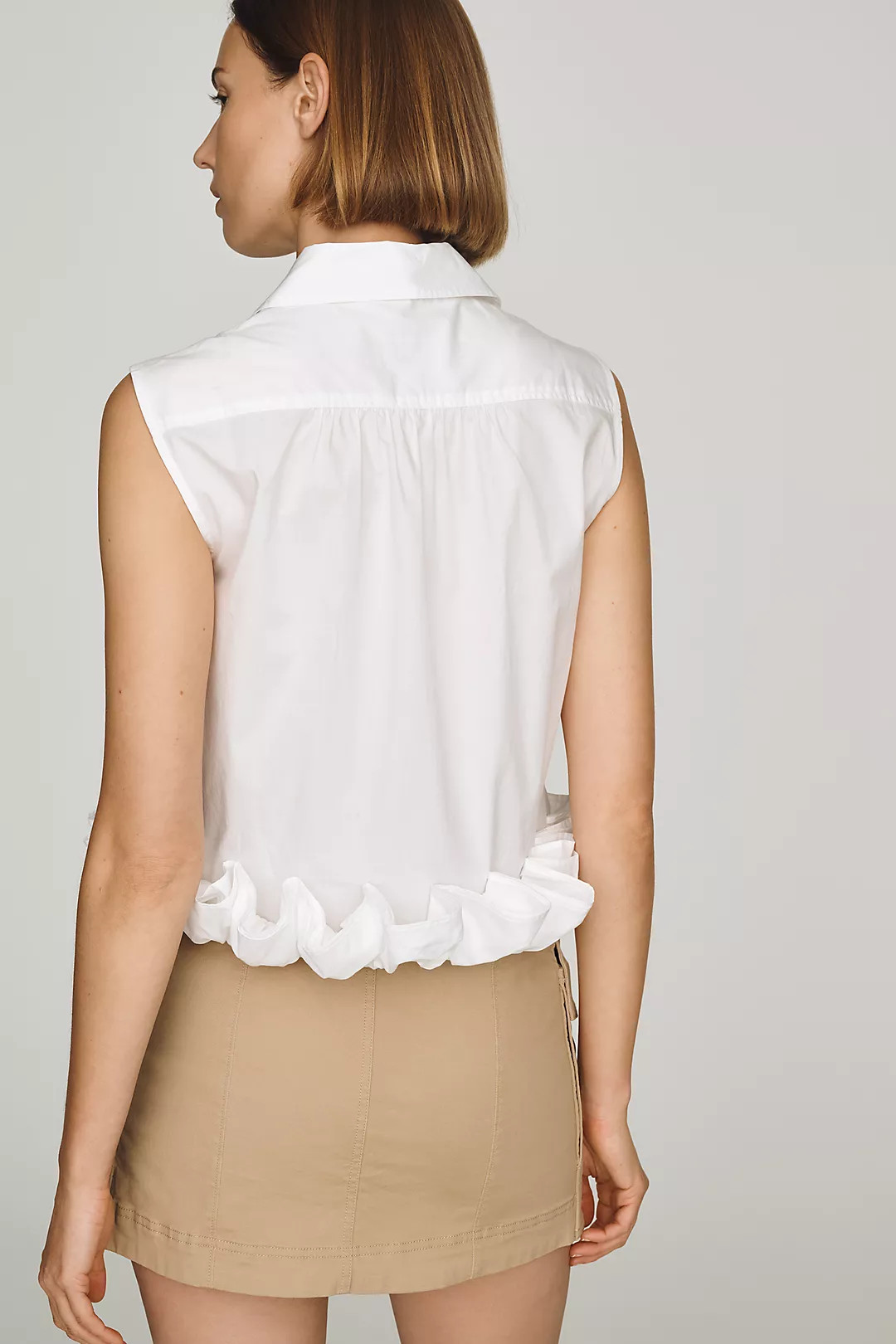 Maeve Cotton Ruffle Buttondown Shirt | Anthropologie (US)