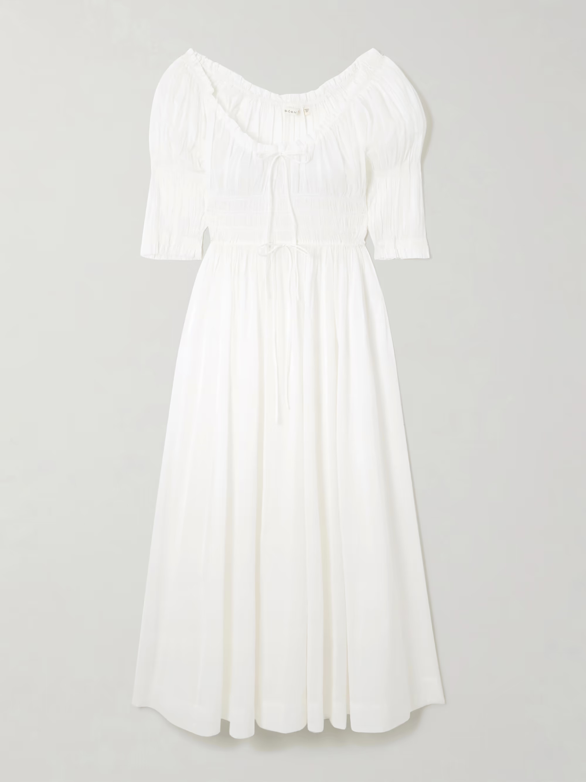 Ischia shirred organic cotton-blend voile midi dress | NET-A-PORTER APAC