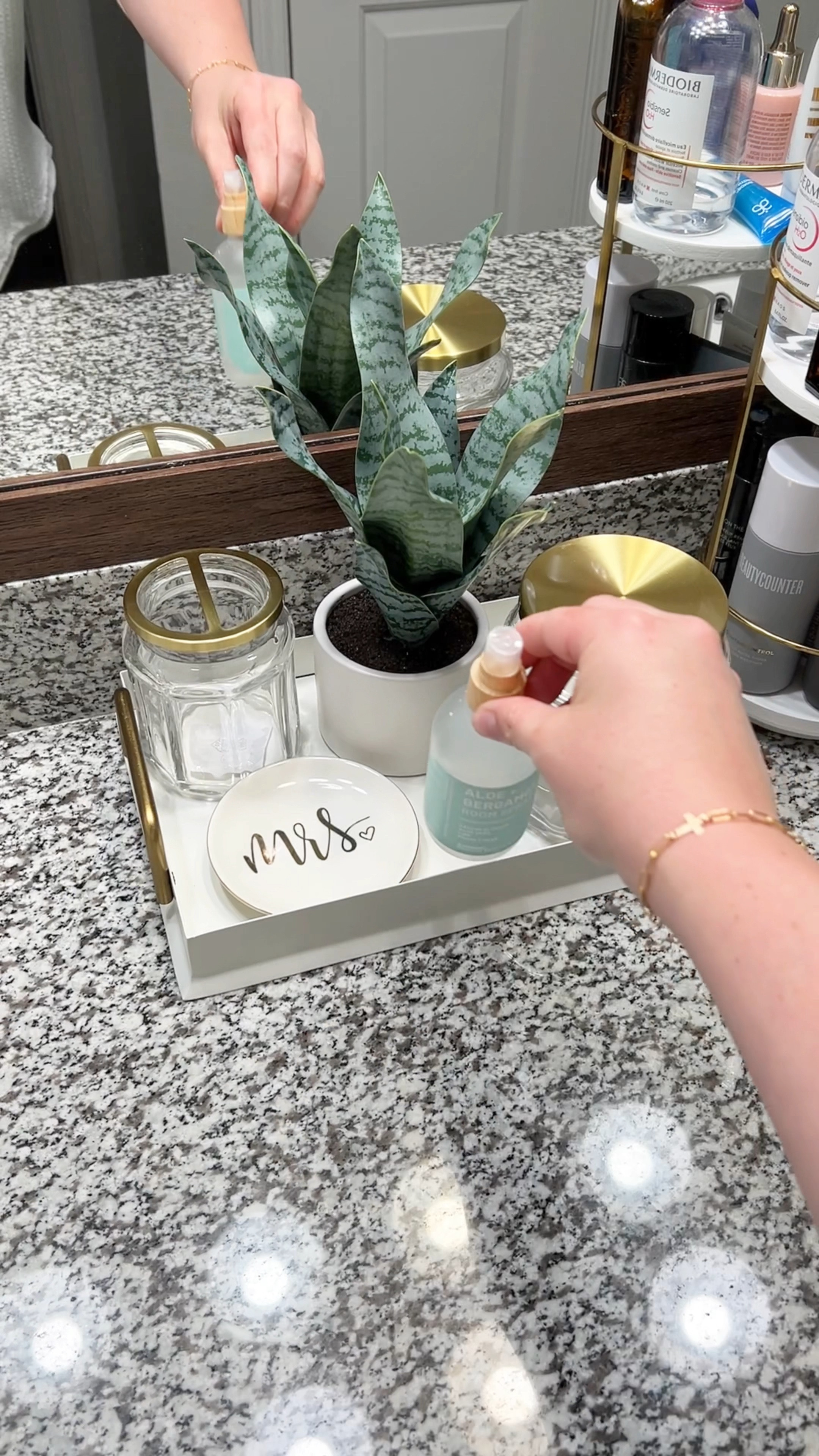 Bathroom decor, bathroom counter, double vanity styling, bathroom styling, hearth & hand, target home 

#LTKunder50 #LTKhome