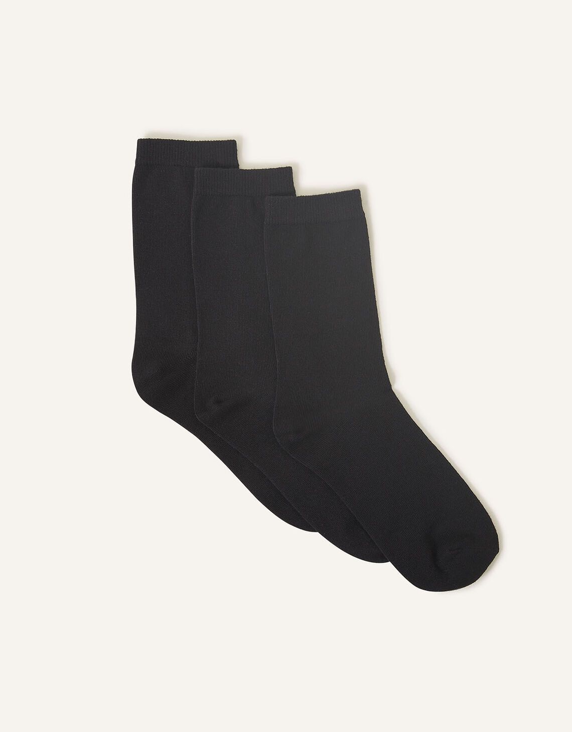 Cotton Ankle Socks Set of Three Black | Accessorize (Global)