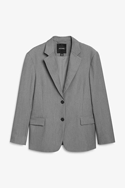 Grey oversized single breasted blazer | Monki
