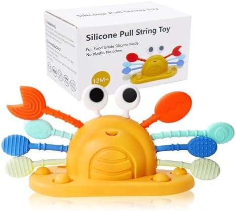 Socub Baby Toys- Silicone Suction Cup Toys for High Chair, Pull String Learning Toys for 6-12 12-... | Amazon (US)