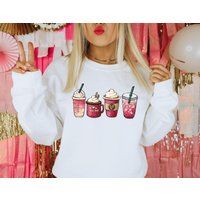 Coffee Valentines Sweatshirt, Iced Valentine Sweater, Day Gift, Happy | Etsy (US)