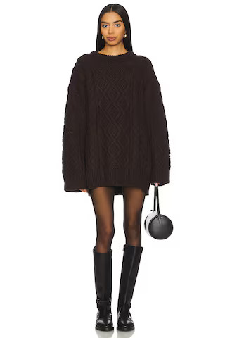 LIONESS Gigi Knit Pullover in Chocolate. - size L | Revolve Clothing (Global)