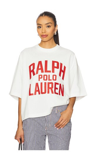 Jersey Knit Crew Neck Top in Antique White | Revolve Clothing (Global)