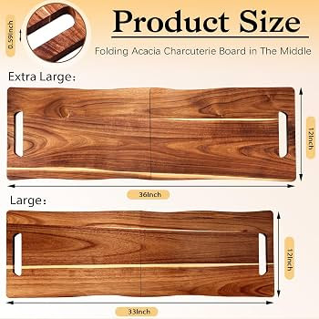 Acacia Large Charcuterie Board, Wood Charcuterie Boards with Handles Foldable Travel 33 x 12 Inch... | Amazon (US)