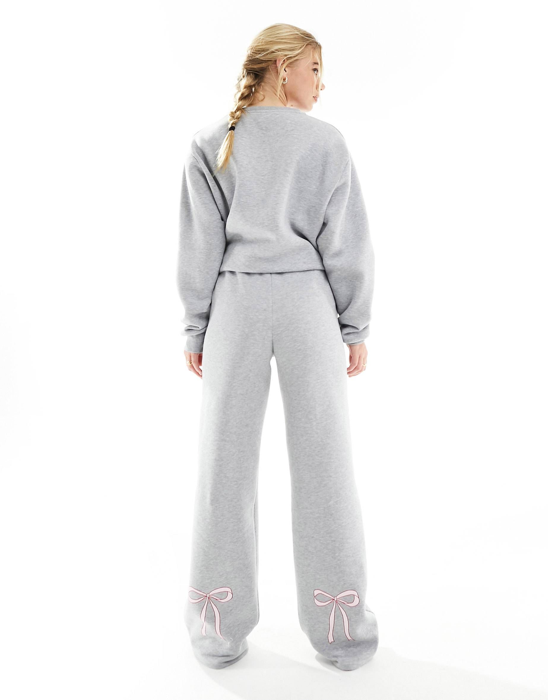 ASOS DESIGN sweatpants with bow detail in gray heather - part of a set | ASOS (Global)