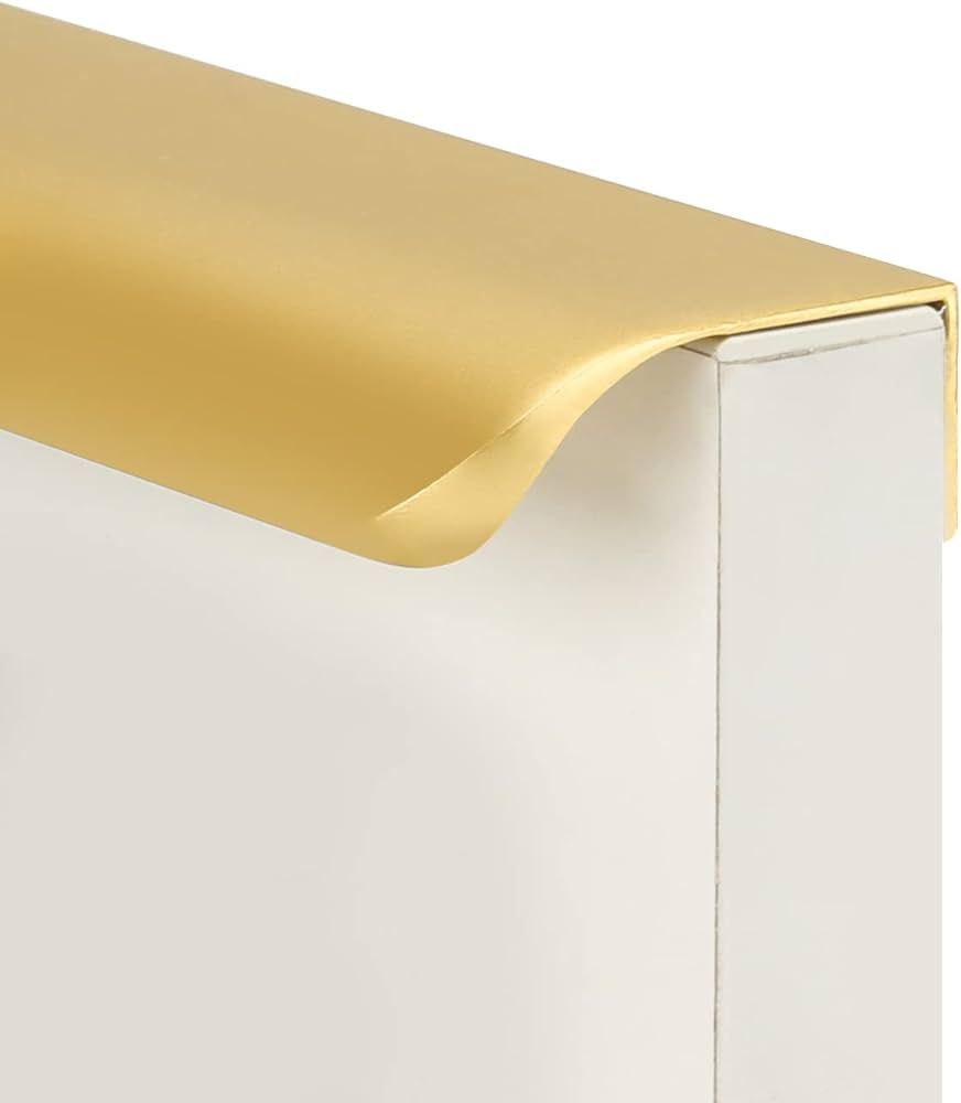 goldenwarm 5 Pack Modern Style Finger Pulls 3 inch Matte Brass Finger Edge Pulls Gold Tab Pulls -... | Amazon (US)