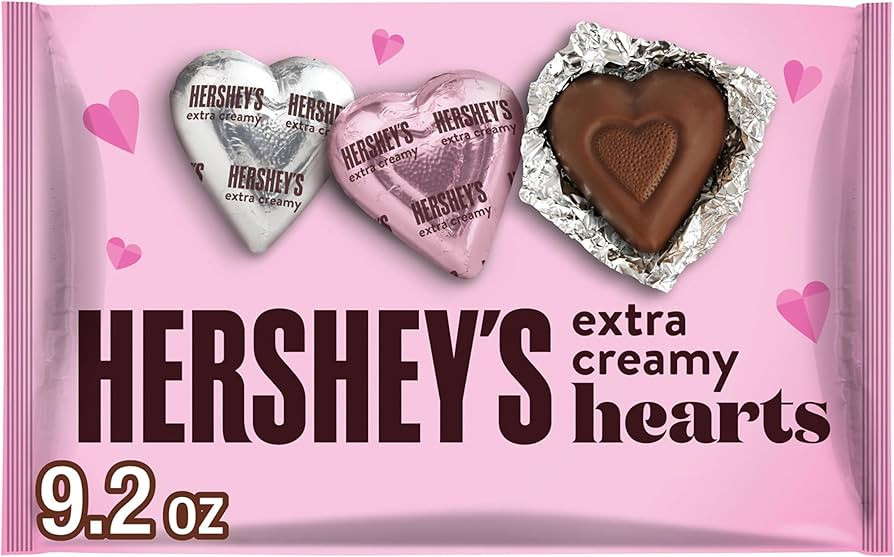 HERSHEY'S Milk Chocolate Hearts, Valentine's Day Candy Bag, 9.2 oz | Amazon (US)