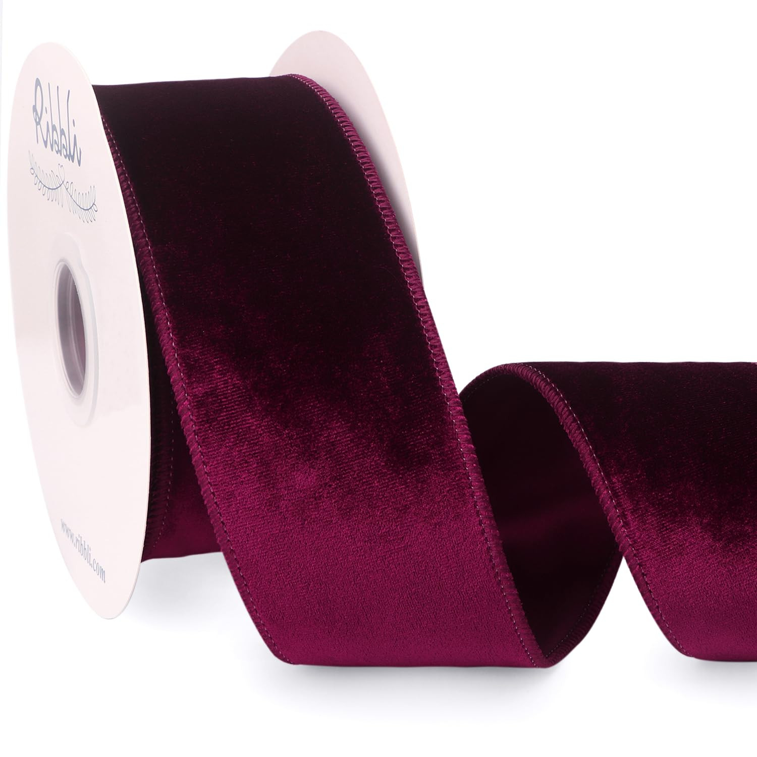 Ribbli Burgundy Velvet Wired Ribbon 2.5 Inch Velvet with Satin Christmas Ribbon for Gift Wrapping... | Amazon (US)